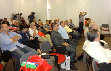 Alguns dos filatelistas que participaram das várias palestras: casa cheia